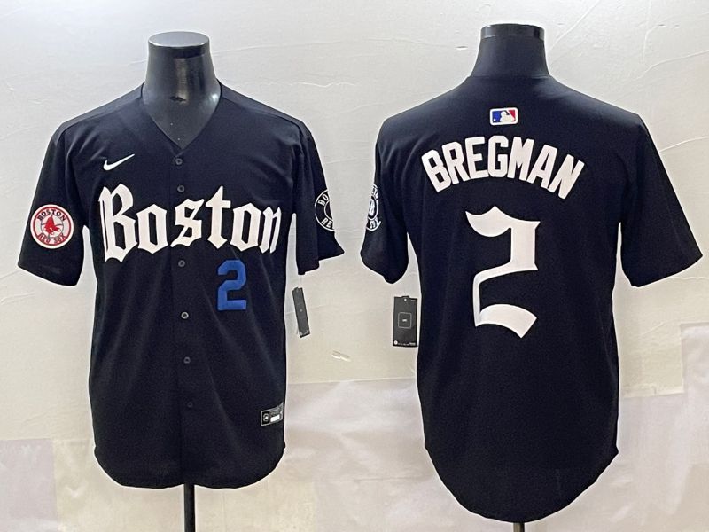 Men 2025 Boston Red Sox #2 Bregman Black Five generations Joint Name Nike MLB Jersey style 25->boston red sox->MLB Jersey